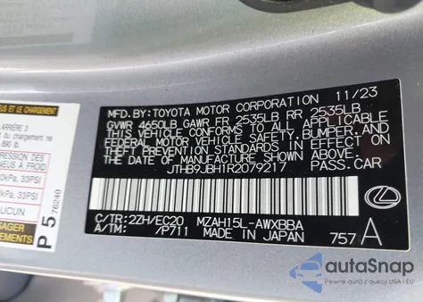 2024 Lexus Ux 250H F Sport Design from USA, damaged, VIN JTHB9JBH1R2079217